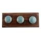 Sea Green Striped Ceramic Wooden Hooks 